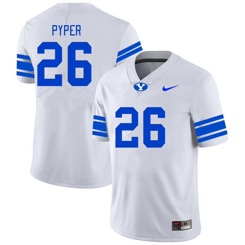 Men #26 Morgan Pyper BYU Cougars College Football Jerseys Stitched-White
